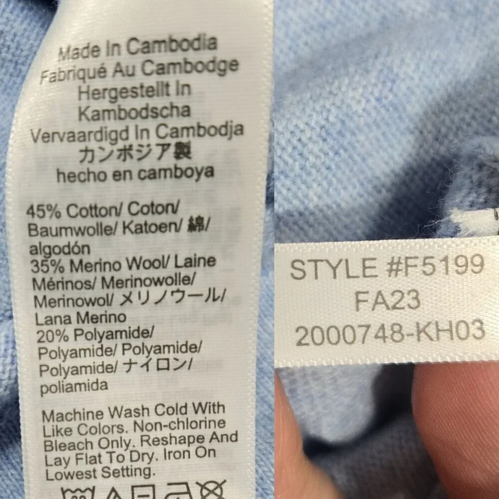 J. Crew Cotton Wool Blend Teddie Sweater Heathered Baby Blue Cozy F5199